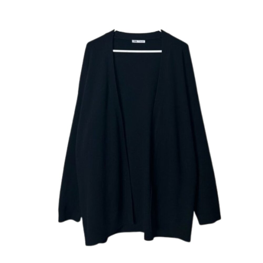 Zara Solid Black Oversized Open Front Cardigan Wo… - image 1